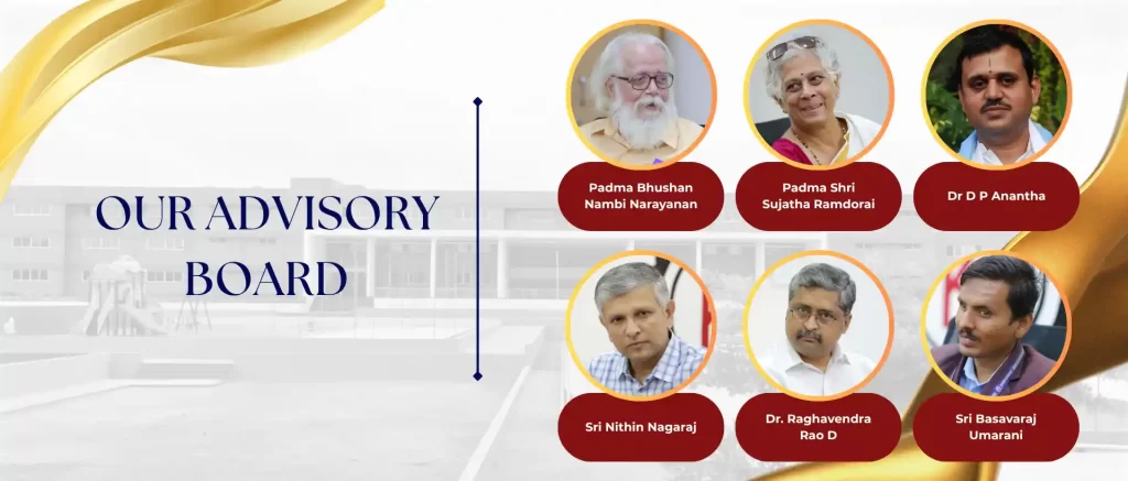 Banner showing six advisory board members’ headshots with names and titles.