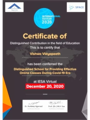 9. Awarded for Distinguished Contribution in the field of Education by IESA Virtual Summit-550kb